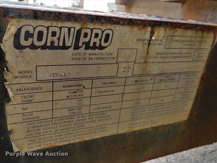 image for item EV9736 1999 Corn Pro UT-18H equipment trailer