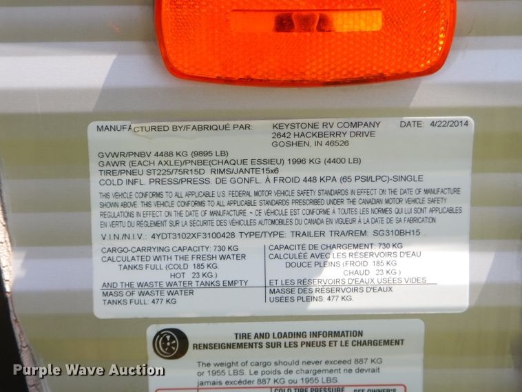 image for item FC9845 2015 Keystone Springdale camper