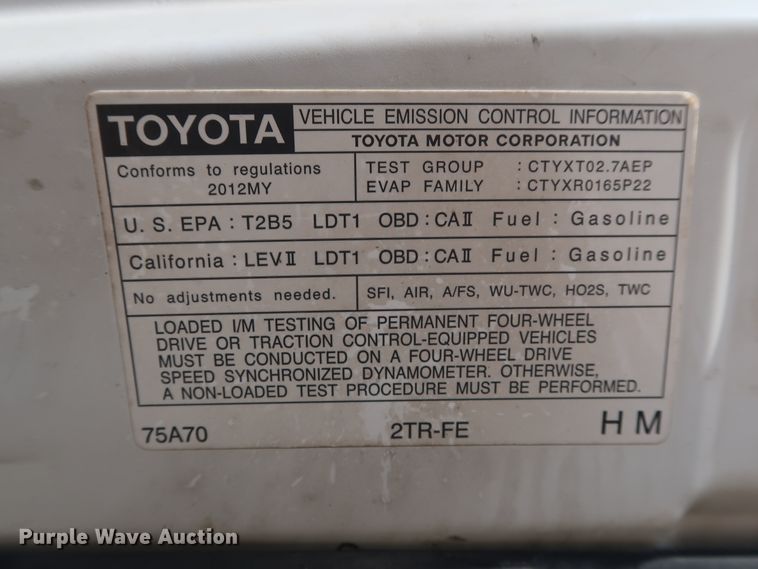 image for item FE9744 2012 Toyota Tacoma pickup truck