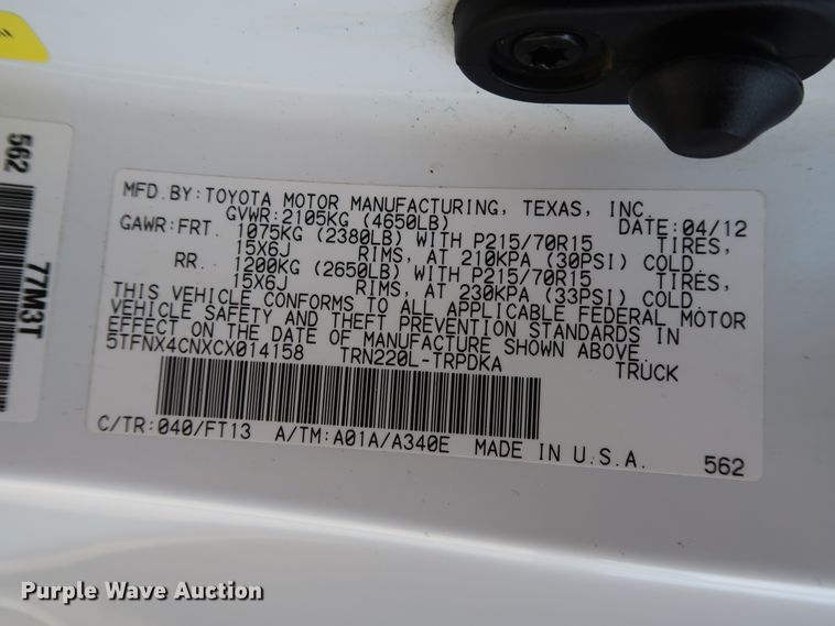 image for item FE9744 2012 Toyota Tacoma pickup truck