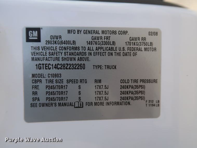 image for item FE9747 2008 GMC Sierra 1500 pickup truck