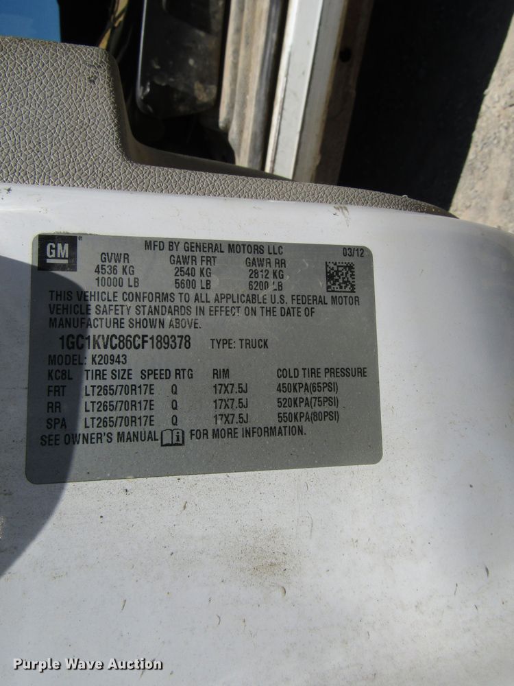 image for item FJ9705 2012 Chevrolet Silverado 2500HD Crew Cab pickup truck