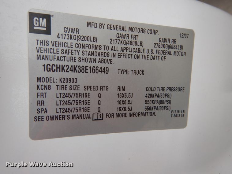 image for item FU9421 2008 Chevrolet Silverado 2500HD pickup truck