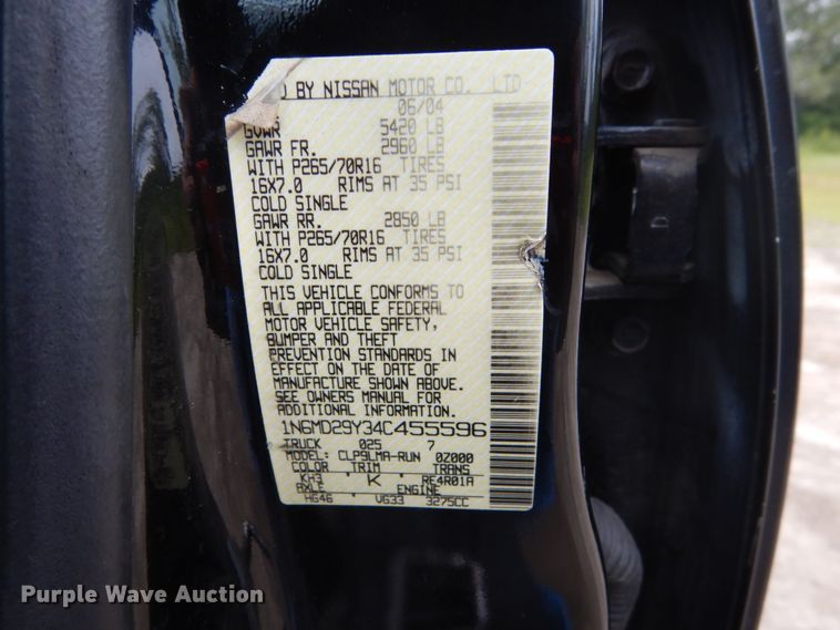 image for item FU9424 2004 Nissan Frontier Crew Cab pickup truck