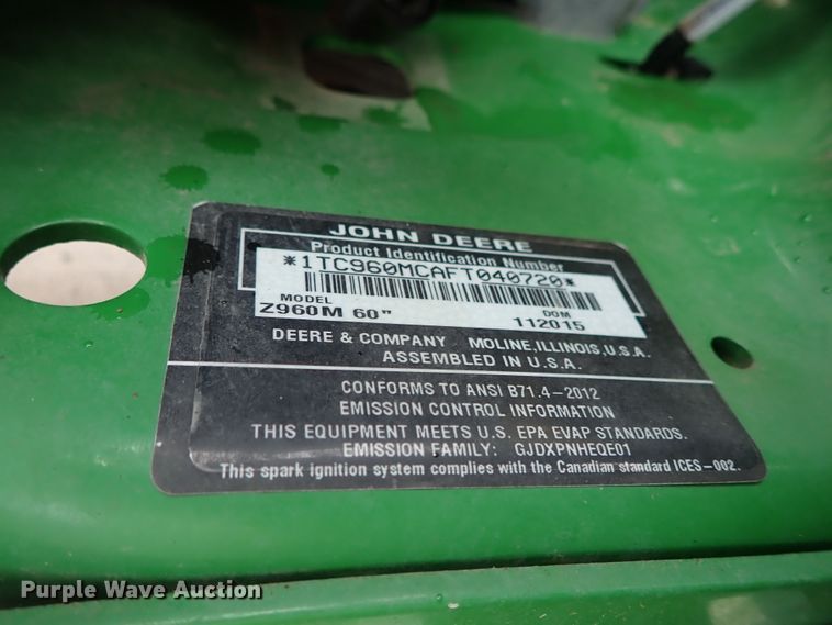 image for item GB9299 John Deere Z960M ZTR lawn mower