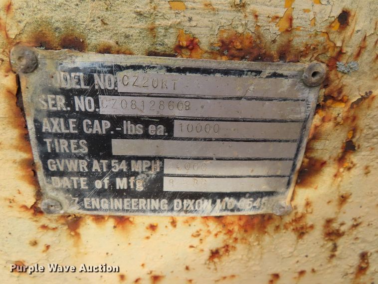 image for item DD6398 1986 CZ CZ20KT equipment trailer