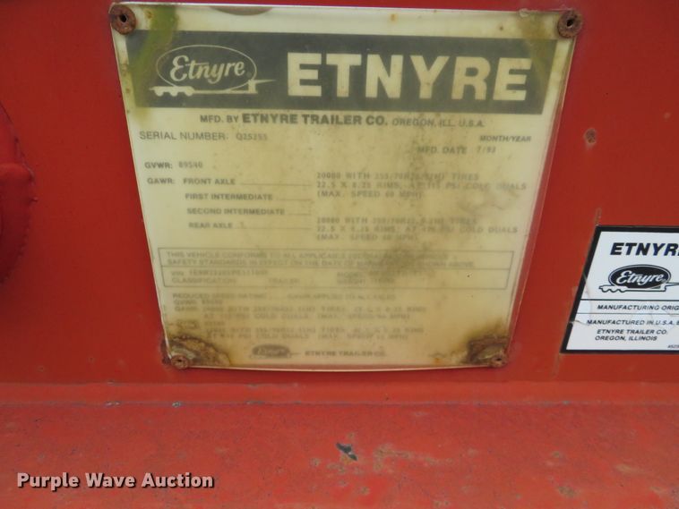 image for item DD7049 1995 Etnyre low boy equipment trailer