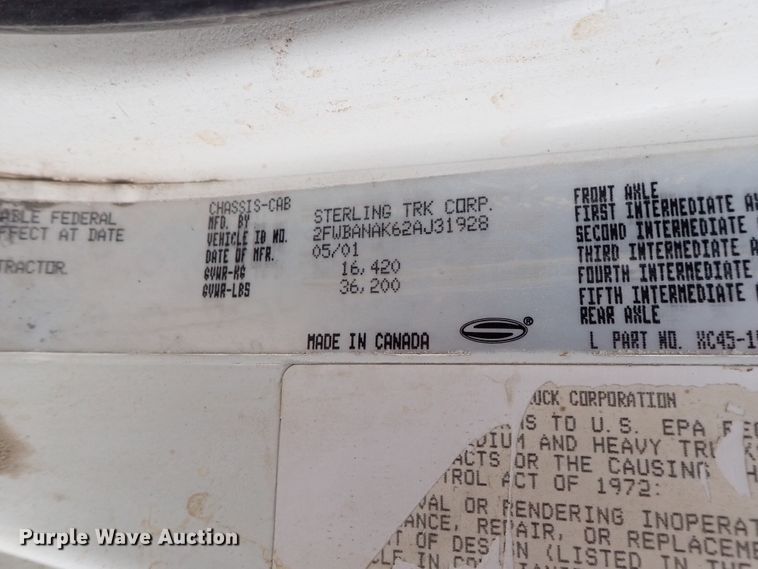 image for item DE0948 2002 Sterling Acterra flatbed truck