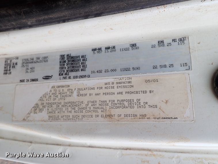 image for item DE0948 2002 Sterling Acterra flatbed truck