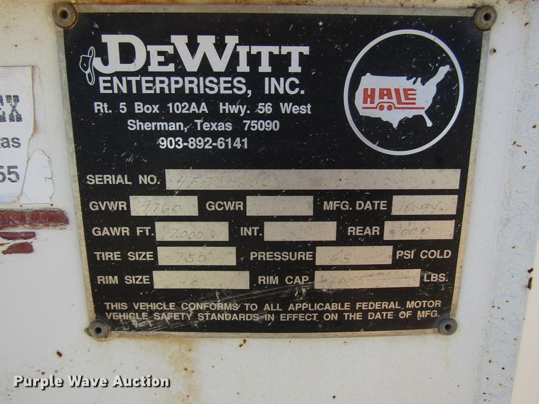 image for item DG1398 1994 Dewitt enclosed cargo trailer