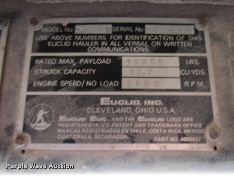 image for item DG1412 1985 Euclid 302TD haul truck