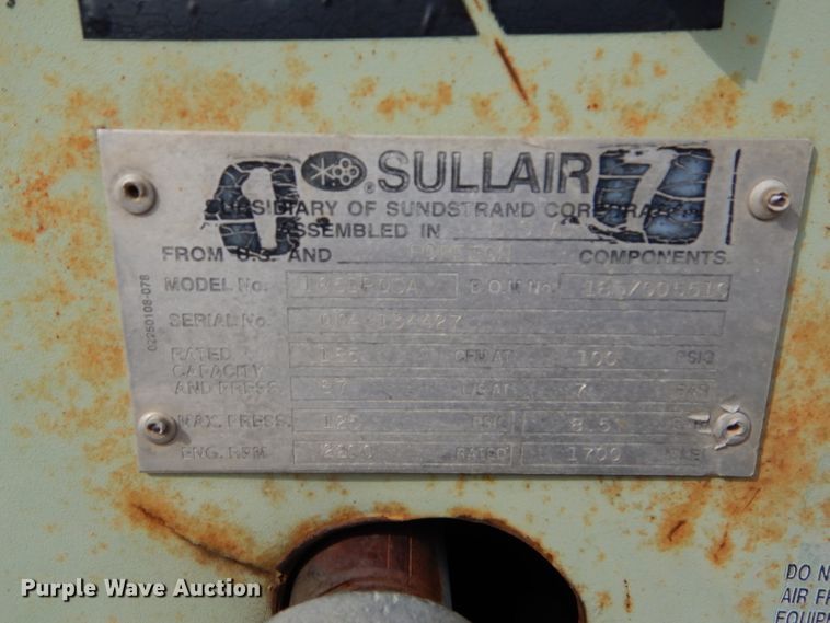image for item DH2516 2000 Sullair 185DPQCA air compressor