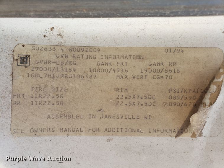 image for item DH2789 1994 Chevrolet Kodiak C6500 bucket truck