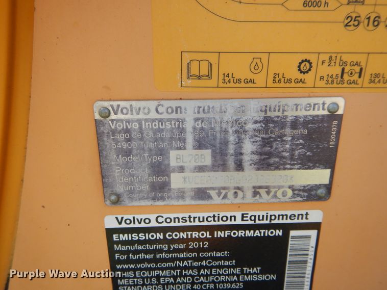 image for item DH3507 2012 Volvo BL70B backhoe