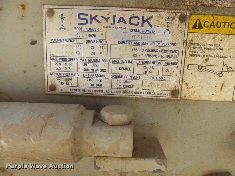 image for item EF9533 1999 Skyjack SJIII 4626 scissor lift