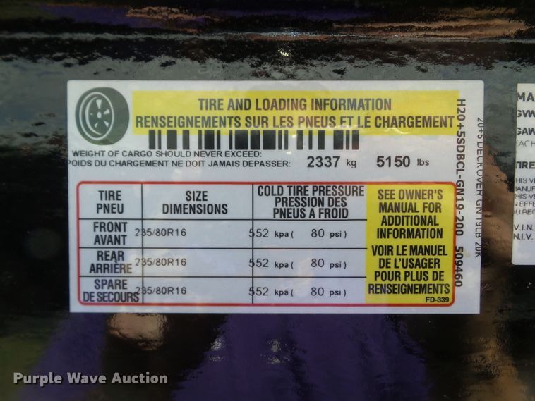 image for item EM9801 2018 H&H H20+5SDBU-GN19-200 equipment trailer