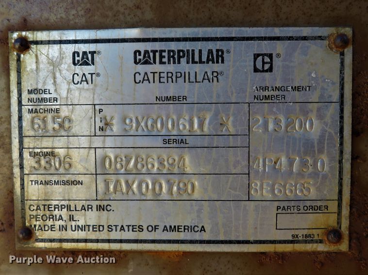 image for item EV9691 1995 Caterpillar 615C Series II elevating scraper