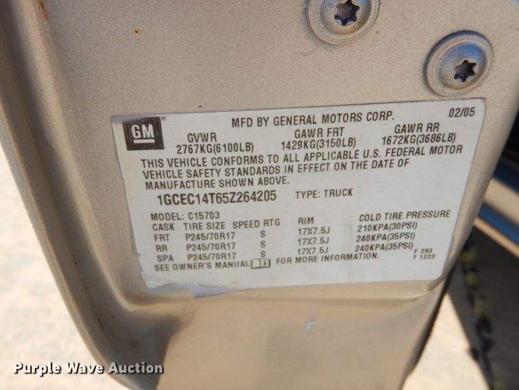 image for item DH3509 2005 Chevrolet Silverado 1500 pickup truck