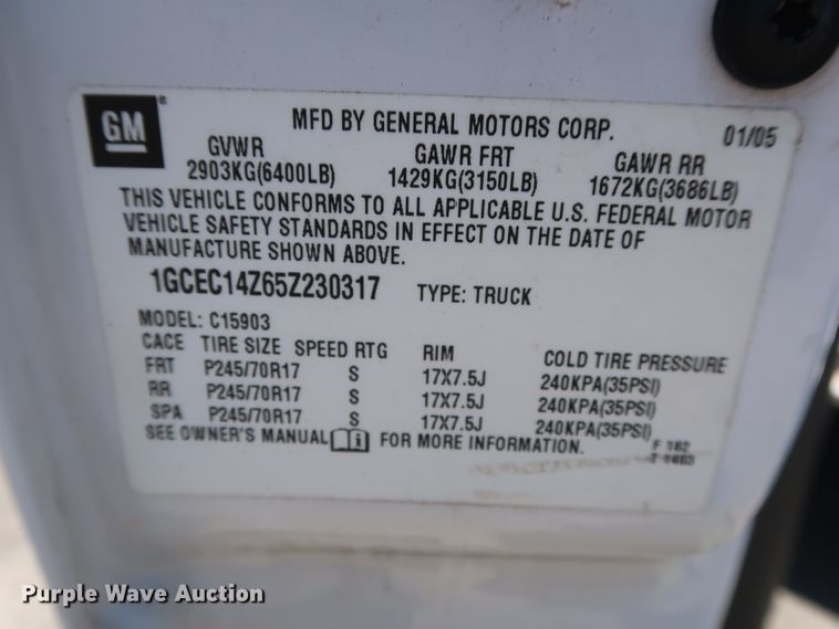 image for item DH3511 2005 Chevrolet Silverado 1500 pickup truck