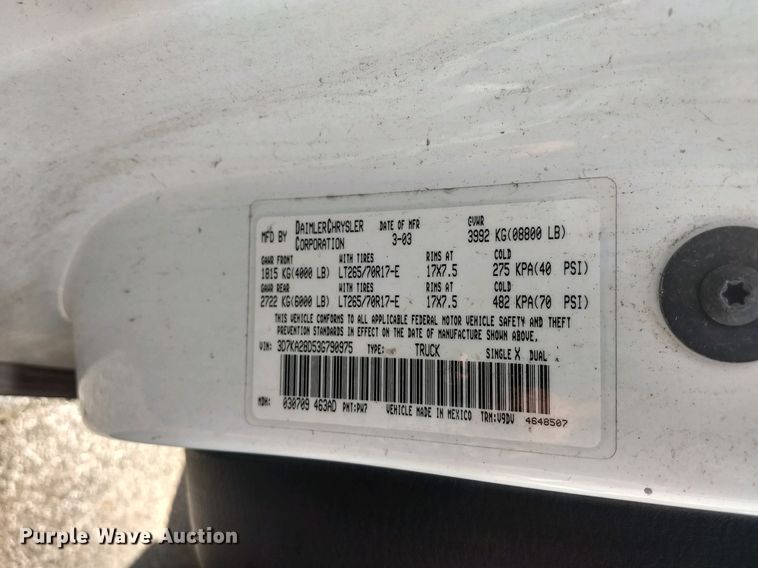 image for item DH3520 2003 Dodge Ram 2500 Quad Cab pickup truck