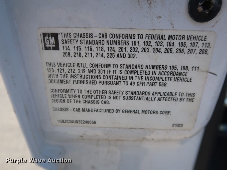 image for item DH3521 2003 Chevrolet Silverado 3500 utility bed pickup truck