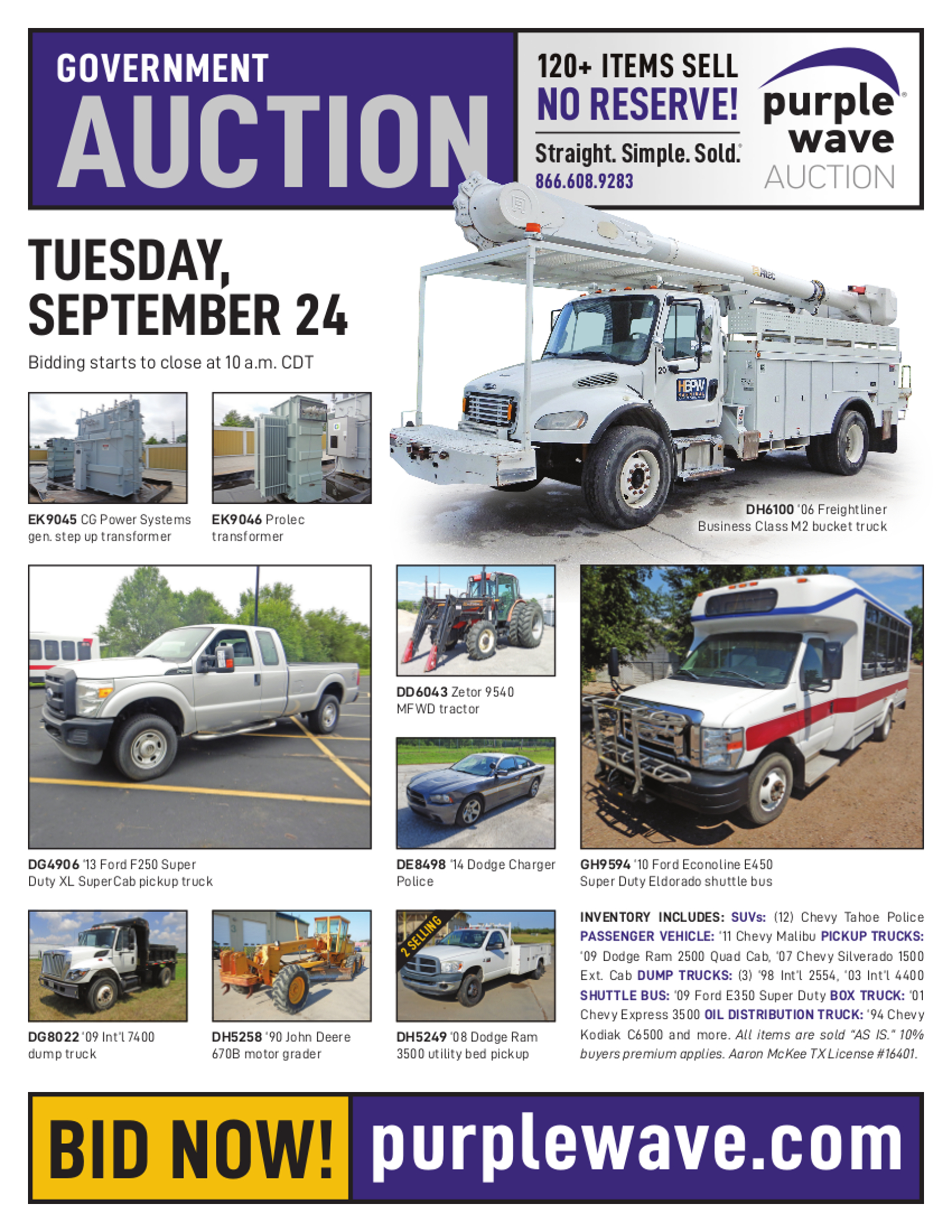 SOLD! Government Auction Items Sold 9242019 Purple Wave