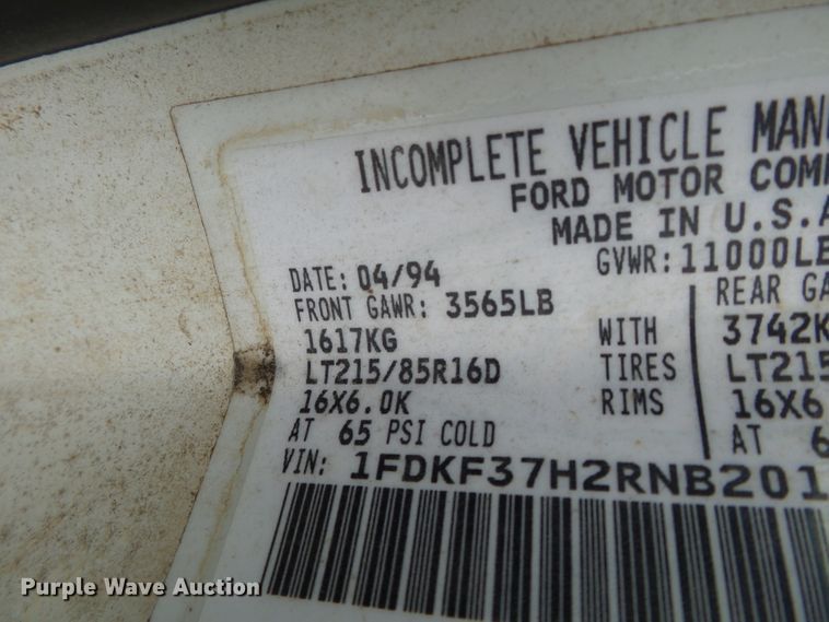 image for item DE7937 1994 Ford F350 dump bed pickup truck