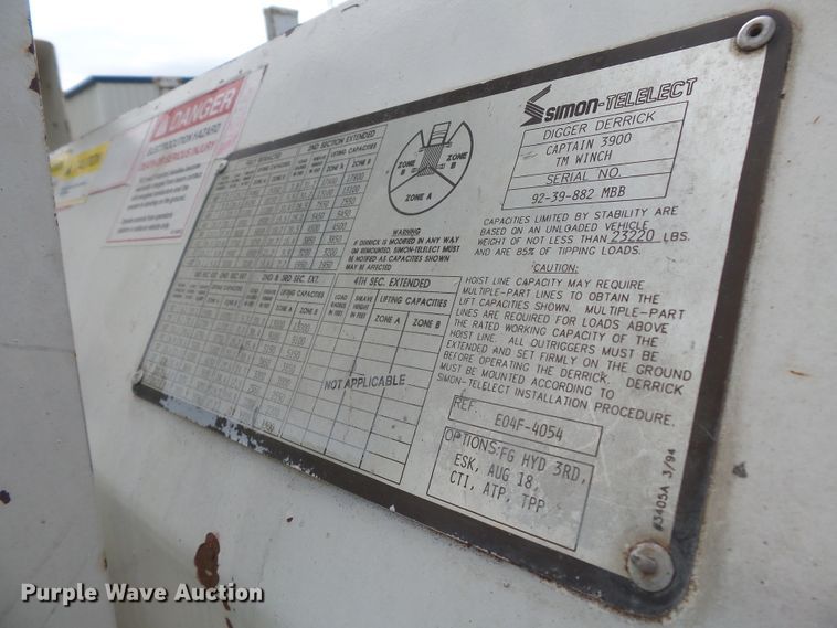 image for item DE7939 1995 Ford F700 digger derrick truck