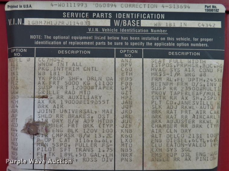 image for item DH1502 1994 Chevrolet Kodiak C6500 oil distribution truck