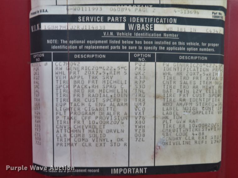 image for item DH1502 1994 Chevrolet Kodiak C6500 oil distribution truck