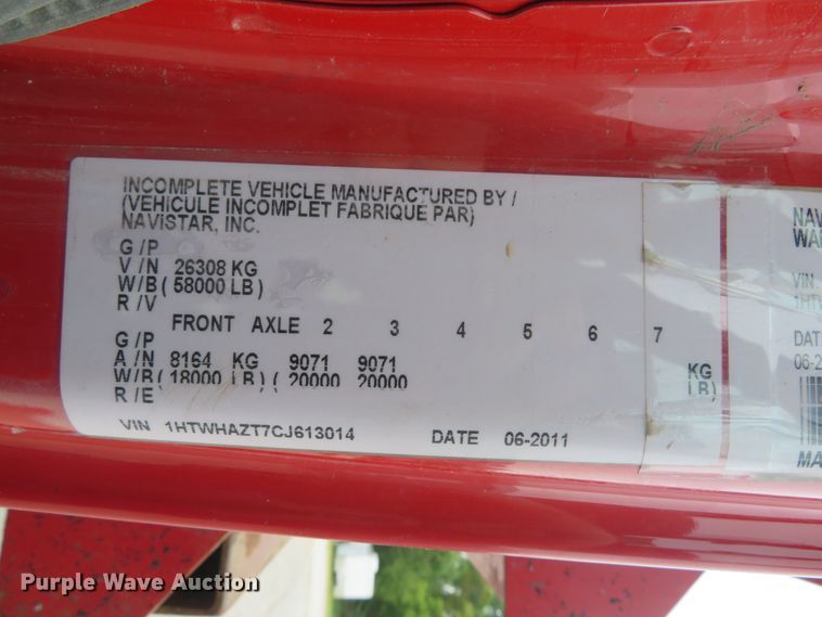 image for item DH1503 2012 International WorkStar 7400 dump truck