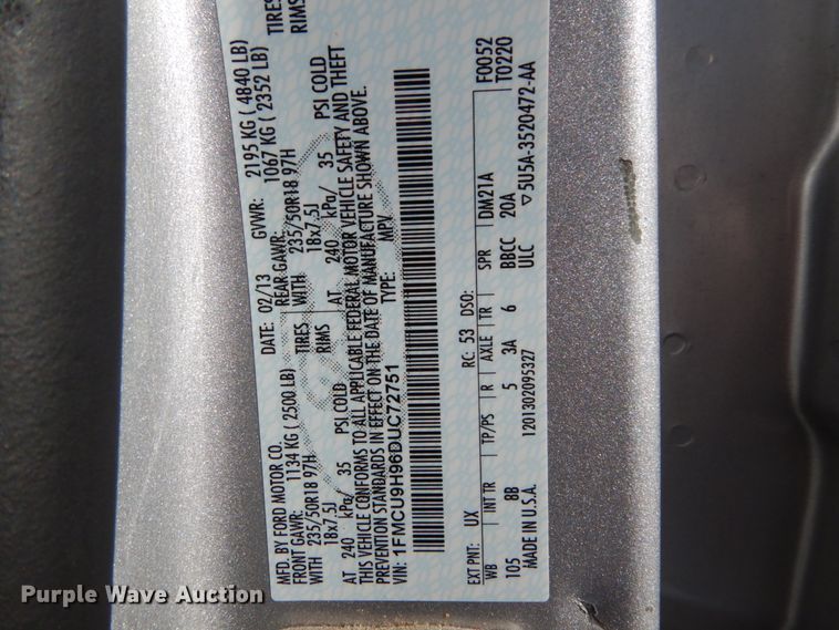 image for item DH1524 2013 Ford Escape SEL SUV