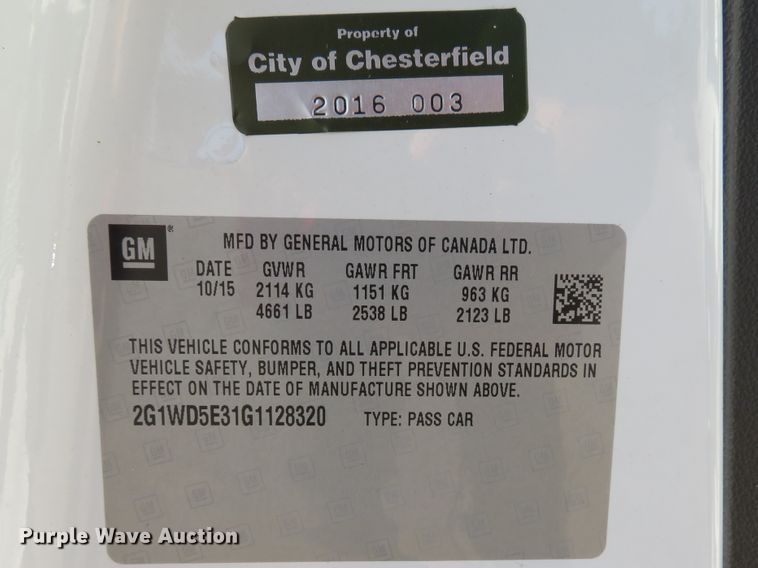 image for item DH1528 2016 Chevrolet Impala Limited Police Cruiser