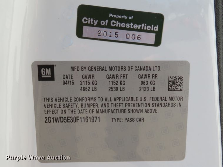 image for item DH1529 2015 Chevrolet Impala Limited Police Cruiser