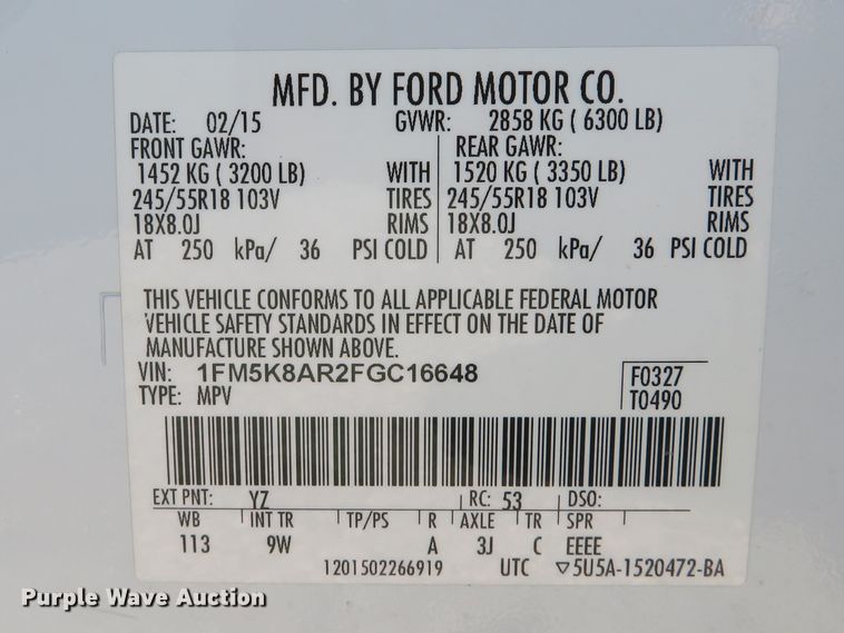 image for item DH1531 2015 Ford Explorer Police Interceptor SUV