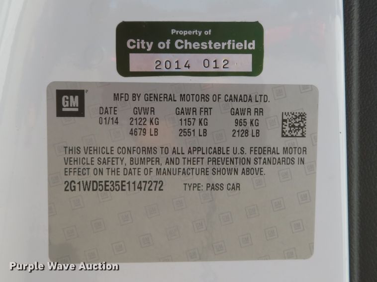 image for item DH1532 2014 Chevrolet Impala Limited Police Cruiser