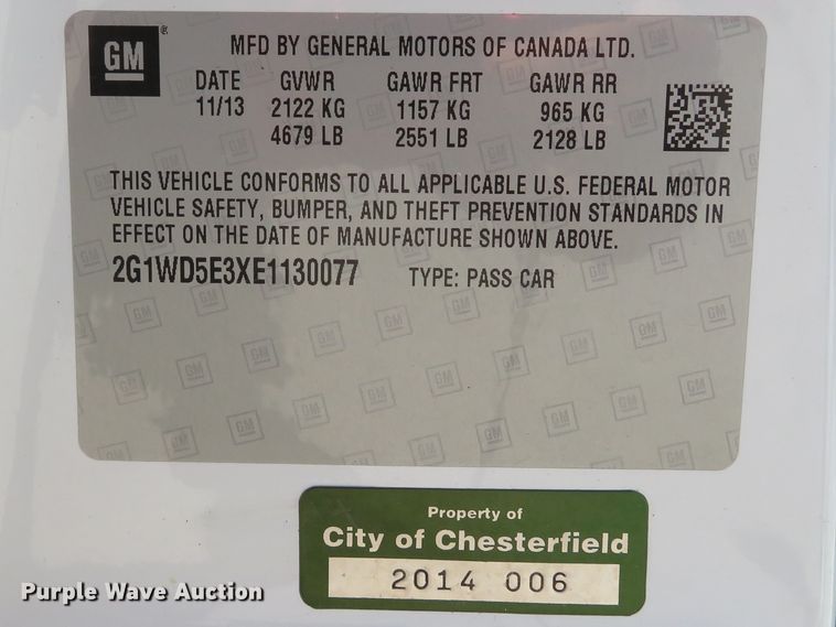 image for item DH1535 2014 Chevrolet Impala Limited Police Cruiser