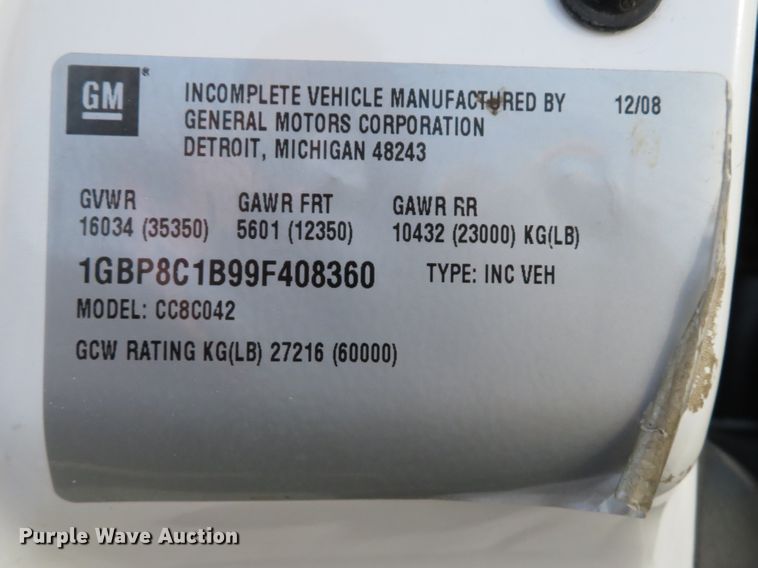 image for item DH1540 2009 Chevrolet C8500 dump truck