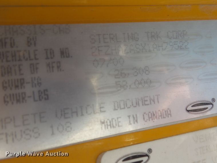 image for item EF9544 2001 Sterling LT9511 dump truck