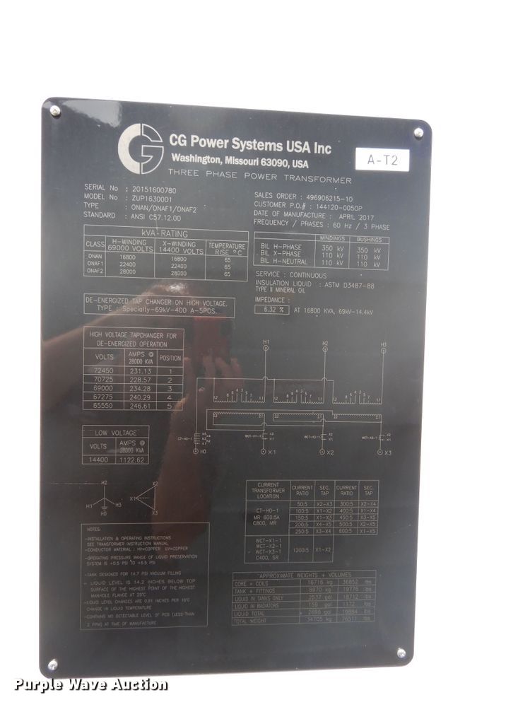 image for item EK9045 CG Power Systems generator step up transformer