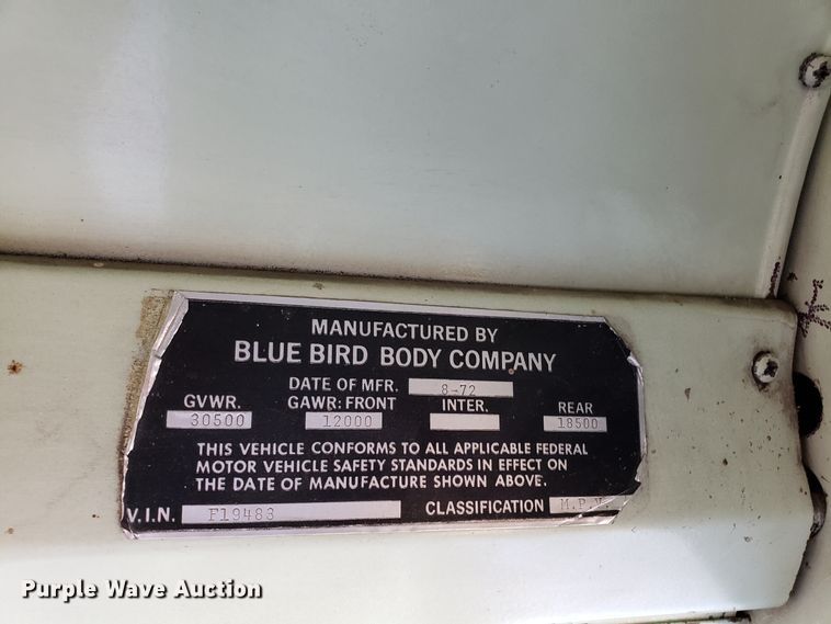 image for item FW9510 1972 International Blue Bird school bus