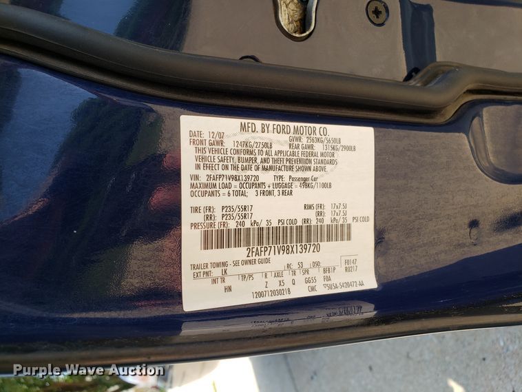 image for item FW9511 2008 Ford Crown Victoria Police Interceptor