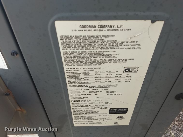 image for item FX9275 Goodman AC unit