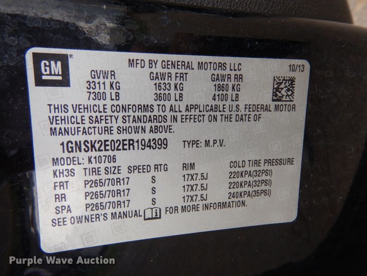 image for item GG9095 2014 Chevrolet Tahoe Police SUV