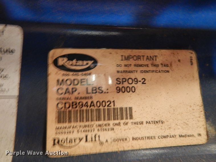 image for item GG9118 Rotarylift SP09-2 automotive lift