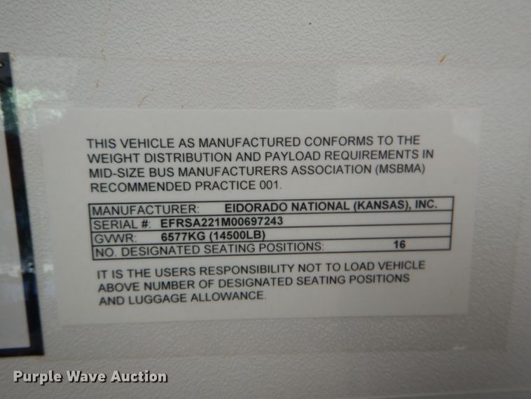 image for item GH9594 2010 Ford Econoline E450 Super Duty Eldorado shuttle bus