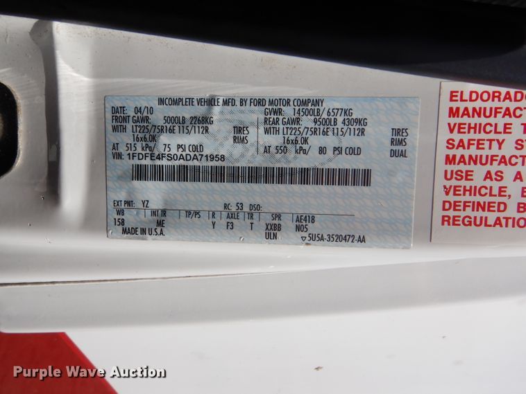 image for item GH9594 2010 Ford Econoline E450 Super Duty Eldorado shuttle bus