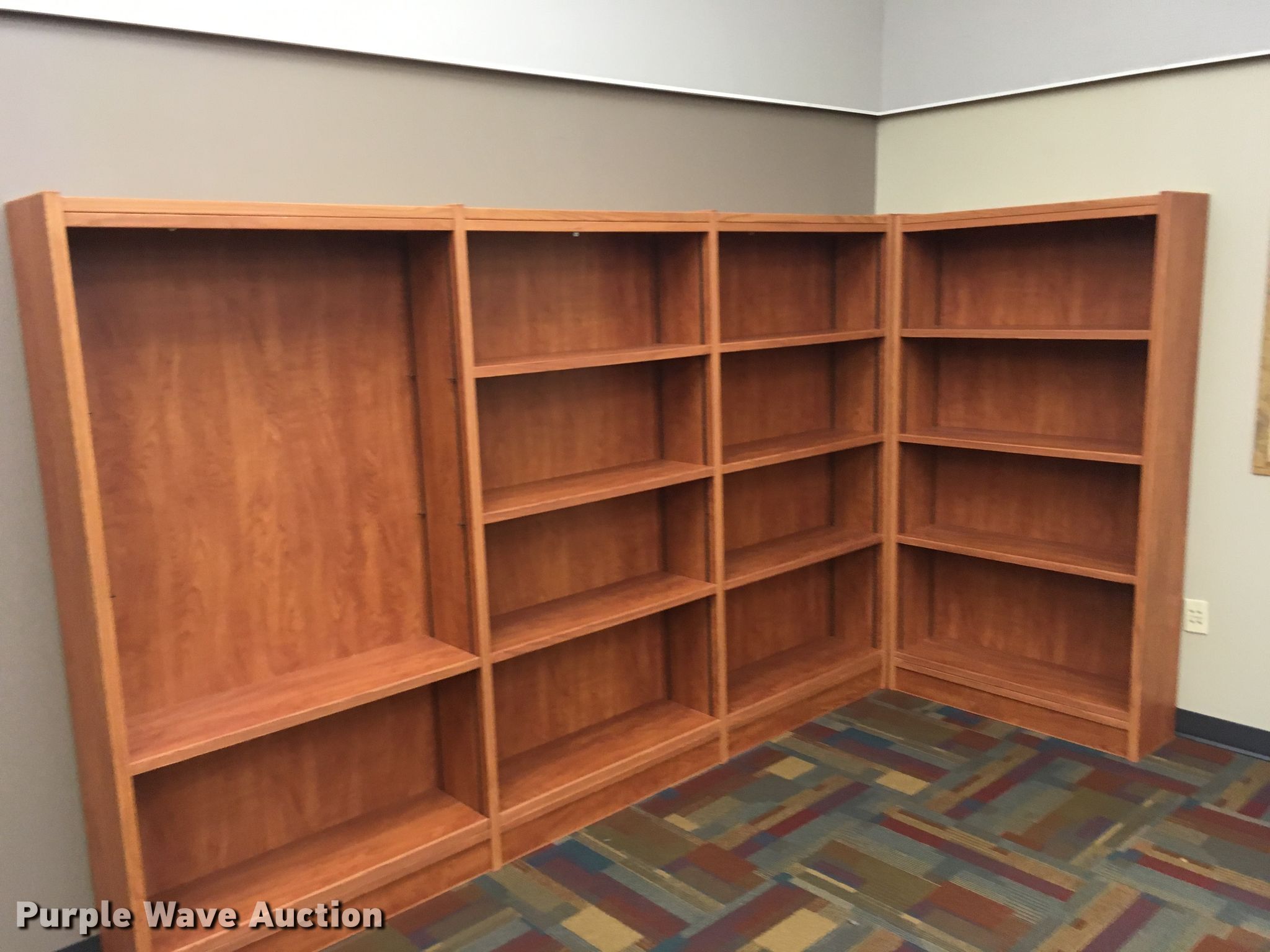 Wood library shelving in Spring Hill, KS | Item G1907 sold | Purple Wave