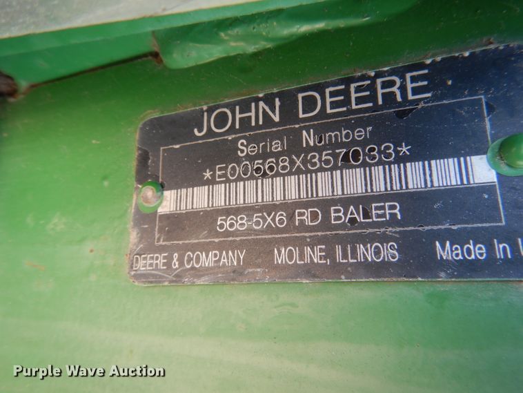 image for item DG5822 2009 John Deere 568 Mega Wide Plus round baler