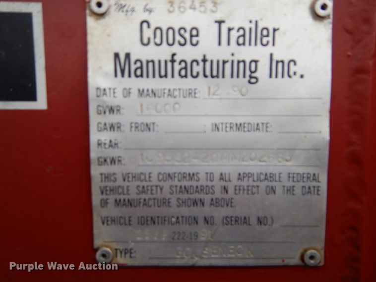 image for item DH2511 1991 Coose livestock trailer